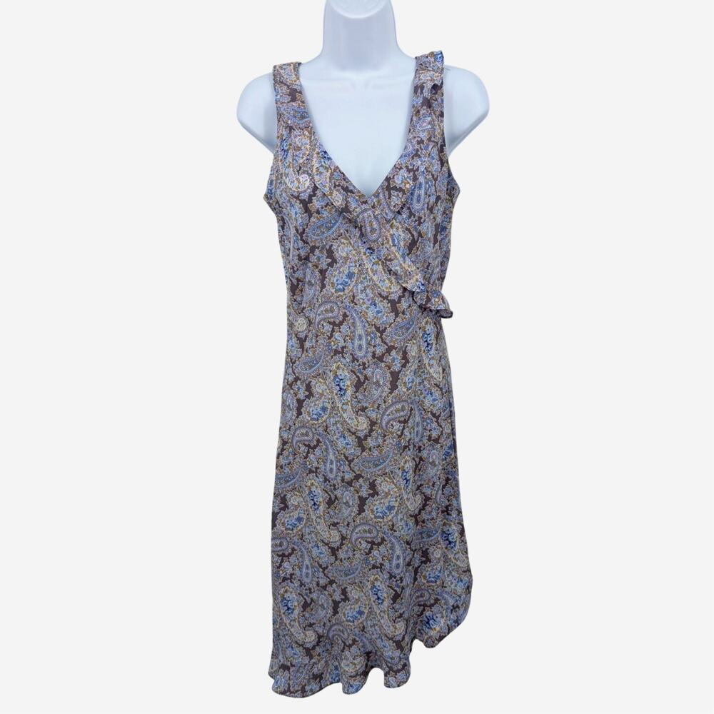 Vtg Y2k Paisley Midi Dress Sz M 9/10 Sleeveless Fairy Whimsical DBY Ltd. Ruffle